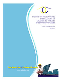 Cover of the white paper: Impacts on Photovoltaic Installations of Changes to the 2012 International Codes